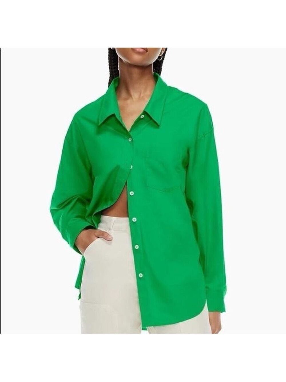 Aritzia Wilfred Button-Down Relax Shirt Ailen Green XS